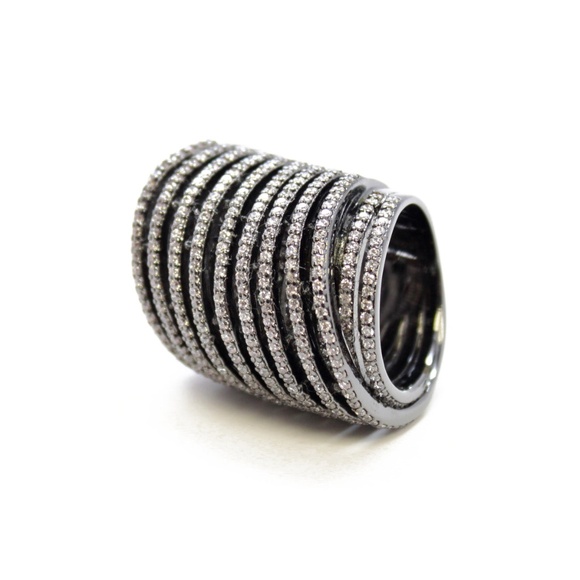 Noir NYC Crystal spiral ring - Picture 1 of 5